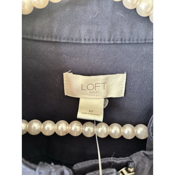 NWT LOFT Womens Size Medium Blue Full Zip Jacket Cotton Blend Pockets - Picture 4 of 4